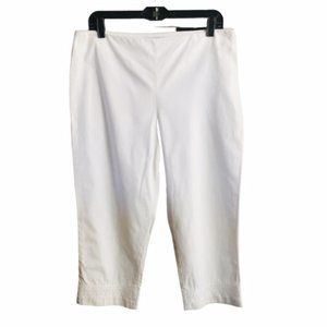 Talbots White Side Zip 100% Cotton Embroidered Eyelet Crop Ankle Pants, Size 12p